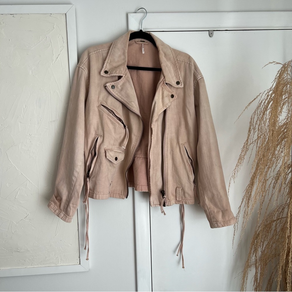 Free People Pink Denim Jacket